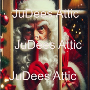 Shhh!! Santa PNG Digital File, Instant Download, Printable, Sublimation Decoupage Cans Labels, Junk journal pages
