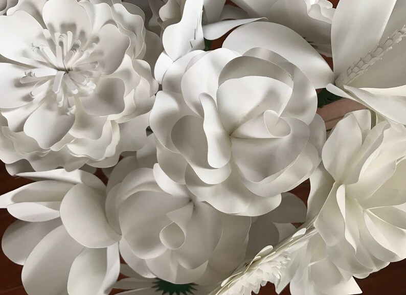 Assorted White Paper Flower Bouquetmagnoilas Daisies Roses Etsy