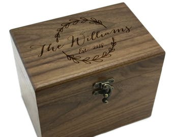 Personalized Recipe Box, Walnut Recipe Box, Custom Recipe Box, Recipe Box Gift For Couple, Wedding Gift, Bridal Shower PTRB001