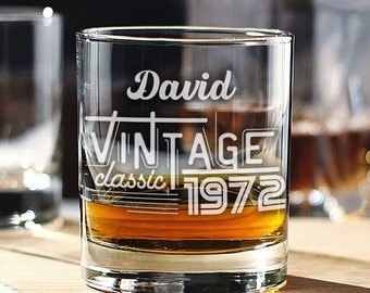 Personalized 50th Birthday Whiskey Glass, Vintage Birthday Gift, 50th Birthday Gift, Personalized Birthday Gift, 60th Birthday DS21