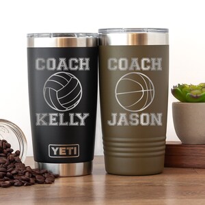 Personalized Coach Yeti® Tumbler, 20 OZ Tumbler, Basketball Coach Mug, Stainless Steel Mug, Vollyball Coach Appreciation Gift, Polar Camel