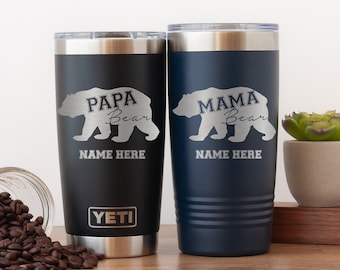 Personalized Mama Bear Yeti® Tumbler, Mothers Day 20oz Tumbler, Custom Papa Bear Yeti,  Fathers Day Insulated Tumbler, Polar Camel