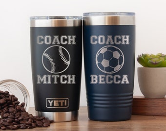 Personalized Coach Yeti® Tumbler, 20oz Soccer Coach Mug, Stainless Steel Mug, Baseball Coach Appreciation Gift, Baseball Mom Polar Camel