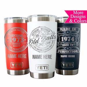 Personalized Yeti Tumbler Birthday Gift - Engraved Name and Birth Year - Custom Stainless Steel Travel Mug - Polar Camel Mug