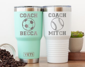 Personalized Coach Yeti® Tumbler, 30oz Soccer Coach Mug, Stainless Steel Mug, Baseball Coach Appreciation Gift, Baseball Mom Polar Camel