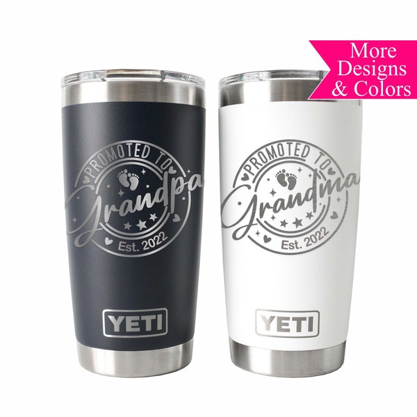 Promoted to Grandpa Yeti Tumbler, Promoted to Grandma Coffee Mug, Baby Shower Gift, Pregnancy Announcement, Polar Camel, New Grandparents