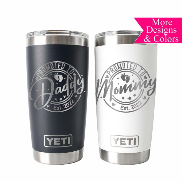 Promoted to Mommy Yeti Tumbler, Promoted to Daddy Coffee Mug, Baby Shower Gift, Pregnancy Announcement, New Parents, Polar Camel, New Dad