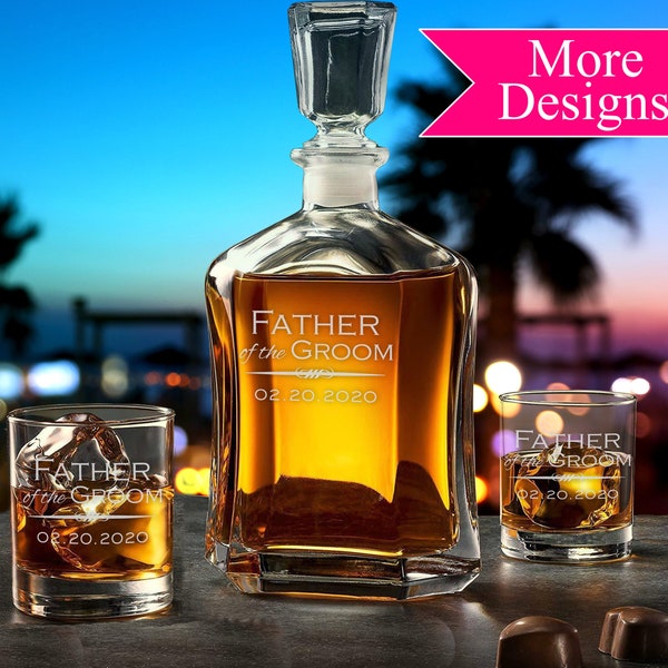 Personalized Whiskey Decanter Set With Glasses, Father of the Groom Gift, Gift for Him, Engraved Decanter, Groomsman Gift, Fathers Day Gift