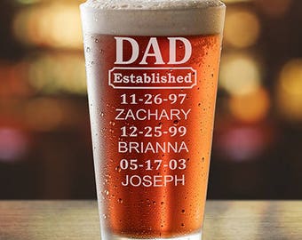 Personalized Beer Glass, Dad Gift, Fathers Day, Custom Beer Glass, Monogram Beer Glass, Etched Pub Glasses, PTPG003