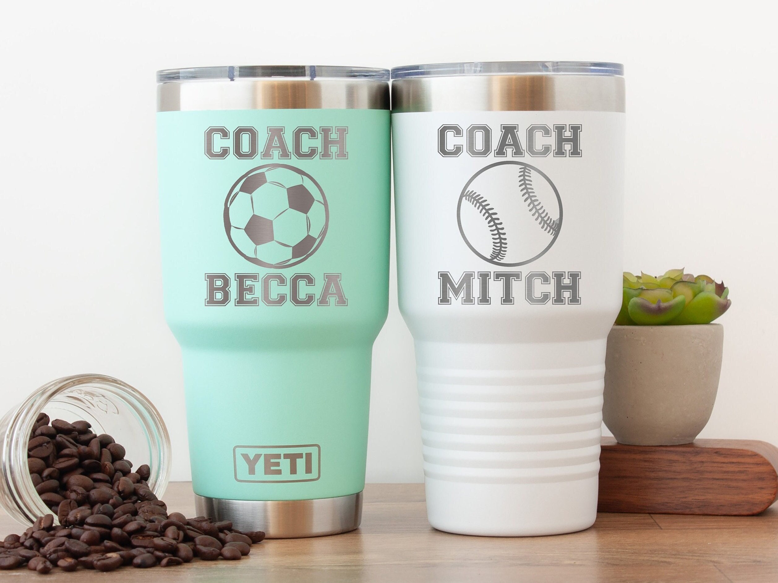 Personalized Coach Tumbler: Engraved Stainless Steel Mug, Sports Gift