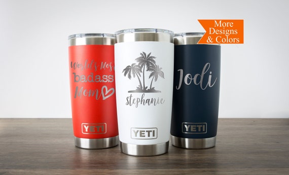 REAL YETI 24 Oz. Laser Engraved Coral Stainless Steel Yeti Rambler Mug  Personalized Vacuum Insulated YETI 