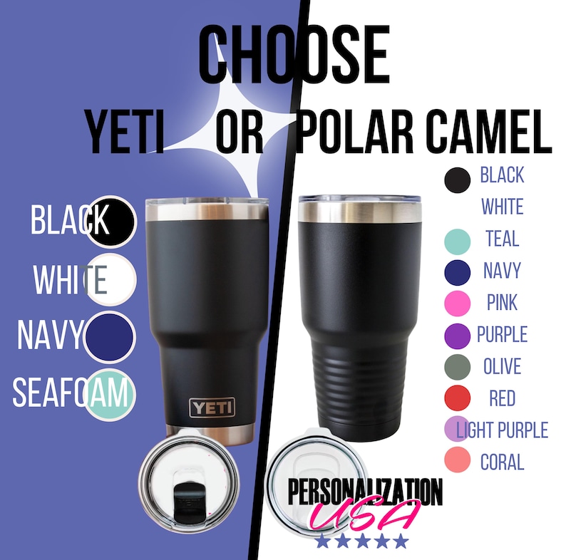 Personalized Custom Engraved Yeti® Tumbler, 30oz Tumbler, Custom Gift for Her, Stainless Steel Insulated Mug, Gift for Him, Polar Camel