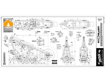 ol' skool RIGID / Custom Chopper Motorcycle Rigid Frame Blueprints, Plan - ol skool - DIGITAL DOWNLOAD
