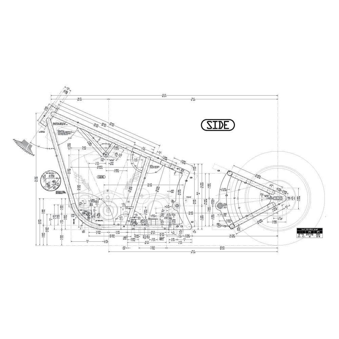 Motorcycle Frame Blueprint Plan Sketch Ol' Skool Etsy