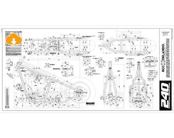 240 RIGID / Custom Chopper Motorcycle Rigid Frame, Blueprint, Plan - 240 Series Tire - DIGITAL DOWNLOAD