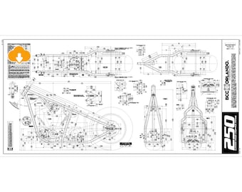 250 RIGID / Custom Chopper Motorcycle Rigid Frame Blueprints, Plan - 250 Series Tire - DIGITAL DOWNLOAD
