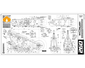 260 RIGID / Custom Chopper Motorcycle Rigid Frame, Blueprint, Plan - 260 Series Tire - DIGITAL DOWNLOAD