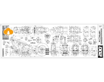 200 SOFTAIL / Custom Chopper Motorcycle Softail Frame Blueprints, Plan - 200 Series Tire - DIGITAL DOWNLOAD