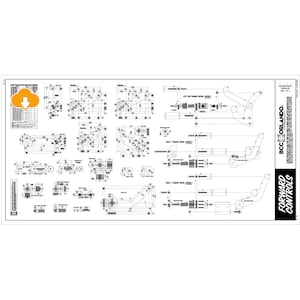 May include: A black and white technical drawing of a forward control system for a boat. The drawing includes detailed dimensions and labels for each component. The drawing is titled "Forward Controls" and "BCC Orlando".