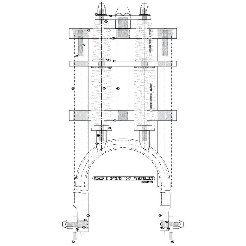 Motorcycle Springer Fork Blueprint Plan Sketch Standard Etsy