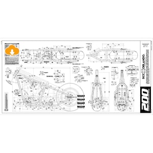 200 RIGID / Custom Chopper Motorcycle Rigid Frame, Blueprint, Plan - 200 Series Tire - DIGITAL DOWNLOAD
