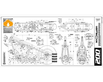 200 RIGID / Custom Chopper Motorcycle Rigid Frame, Blueprint, Plan - 200 Series Tire - DIGITAL DOWNLOAD