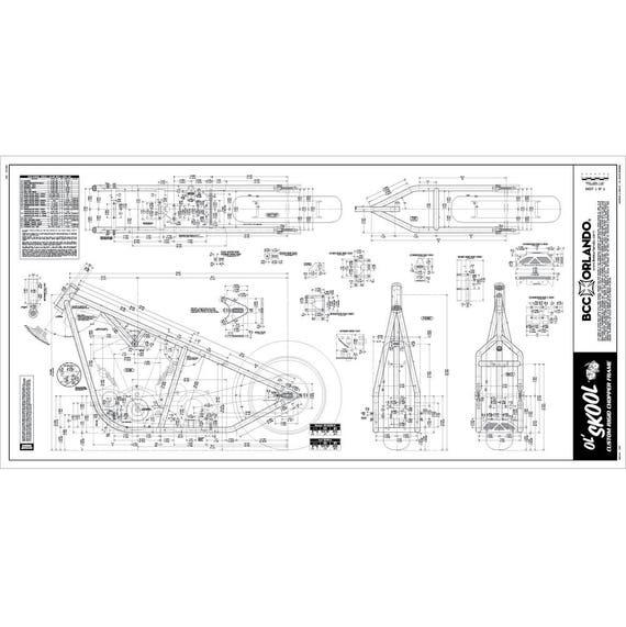 Custom Chopper Rigid Frame Blueprints – 330 Series Tire, BCC Orlando/Harley-Davidson