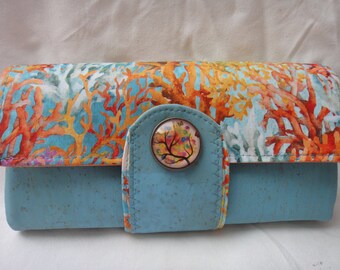 Wallet - dream in turquoise and apricot