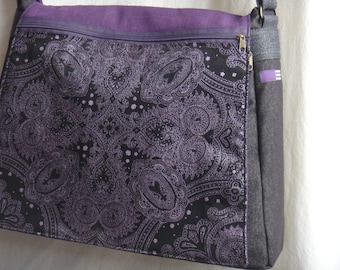 Shoulder bag crossbag in noble purple and anthracite