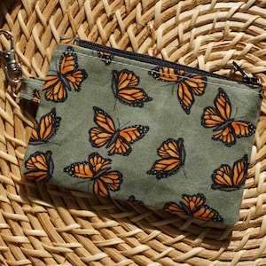Schmetterling Muster Münzbeutel, Reißverschluss-Geldbeutel, Armband, Geldbörse, Stoff Accessoires