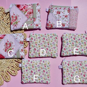 Gesteppte Reißverschlusstasche Vielzahl | Kleine Kartenhalter-Geldbörse | Handgemachte Baumwolle Geldbörse | Mini Clutch Geldbörse Schlüsselanhänger Tasche | Kosmetiktasche