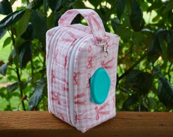 Pink Bow Gingham Diaper Wipe Bag | Baby Bag Organizer, Toddler Essentials, Baby Shower Gift, Double Zipper Pouch
