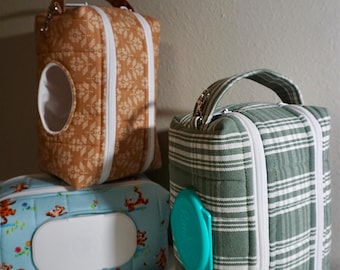 Custom Fabric Diaper Wipe Bag | Baby Bag Organizer, Toddler Essentials, Baby Shower Gift, Double Zipper Pouch, Cowboy Teddy