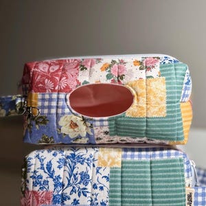 Patchwork Diaper Wipe Bag | Baby Bag Organizer, Toddler Essentials, Baby Shower Gift, Double Zipper Pouch