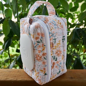 Orange Floral Diaper and Wipes Pouch - Double Zipper Baby Bag Organizer, Baby Shower, New Mom Gift