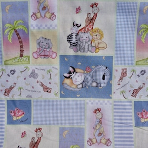 Stof babydieren: bazoples-cartoonblokken, quiltkatoen op maat gesneden