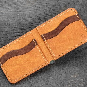 Cartera plegable de cuero "Stash" Pueblo Cognac