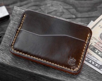 Horween Shell Cordovan leather card holder black brown dark cognac