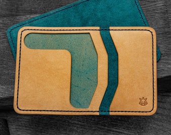 IN STOCK Leather card holder front pocket minimalist wallet vegetable tanned "Bramble"