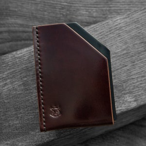 EN STOCK Cartera con bolsillo frontal para tarjetas de cuero Horween Shell Cordovan