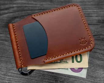 Leather card holder money clip minimalist wallet "Clap V1.1"