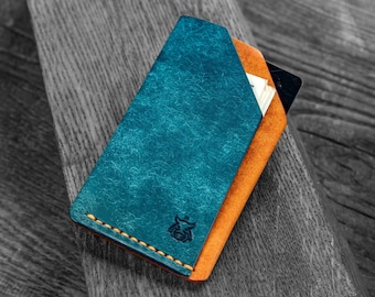 Vegetable tanned leather card holder front pocket wallet