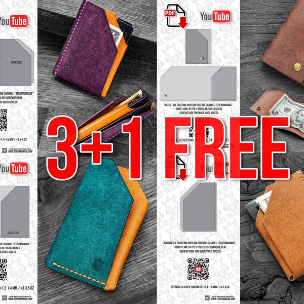 Bundle PDF templates leather card holder slim wallet digital pattern