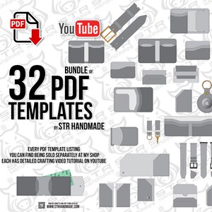 Bundle PDF templates leather card holder slim wallet digital pattern Keychain Airtag Belt