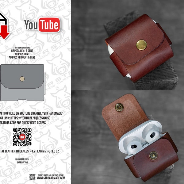 PDF template Apple AirPods case AirPods Pro leather digital PDF pattern A4 US Letter size 8.5x11"