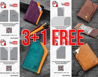 Bundle PDF templates leather card holder slim wallet digital pattern