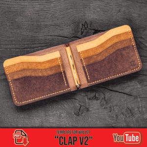 Portafoglio bifold in pelle con fermasoldi e fermacarte "Clap V2" modello PDF digitale