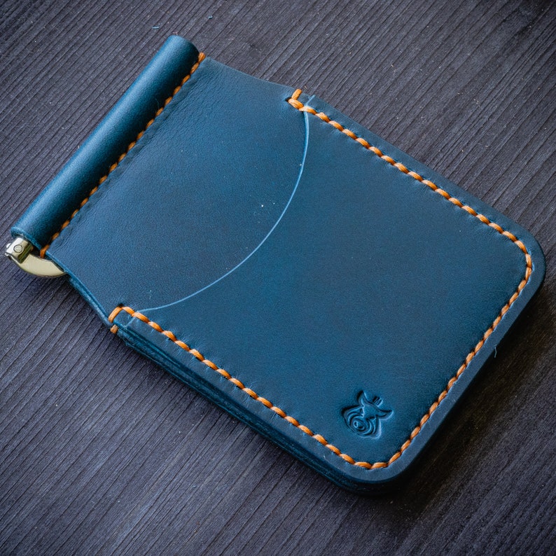 Leather Card Holder Money Clip Minimalist Wallet Etsy