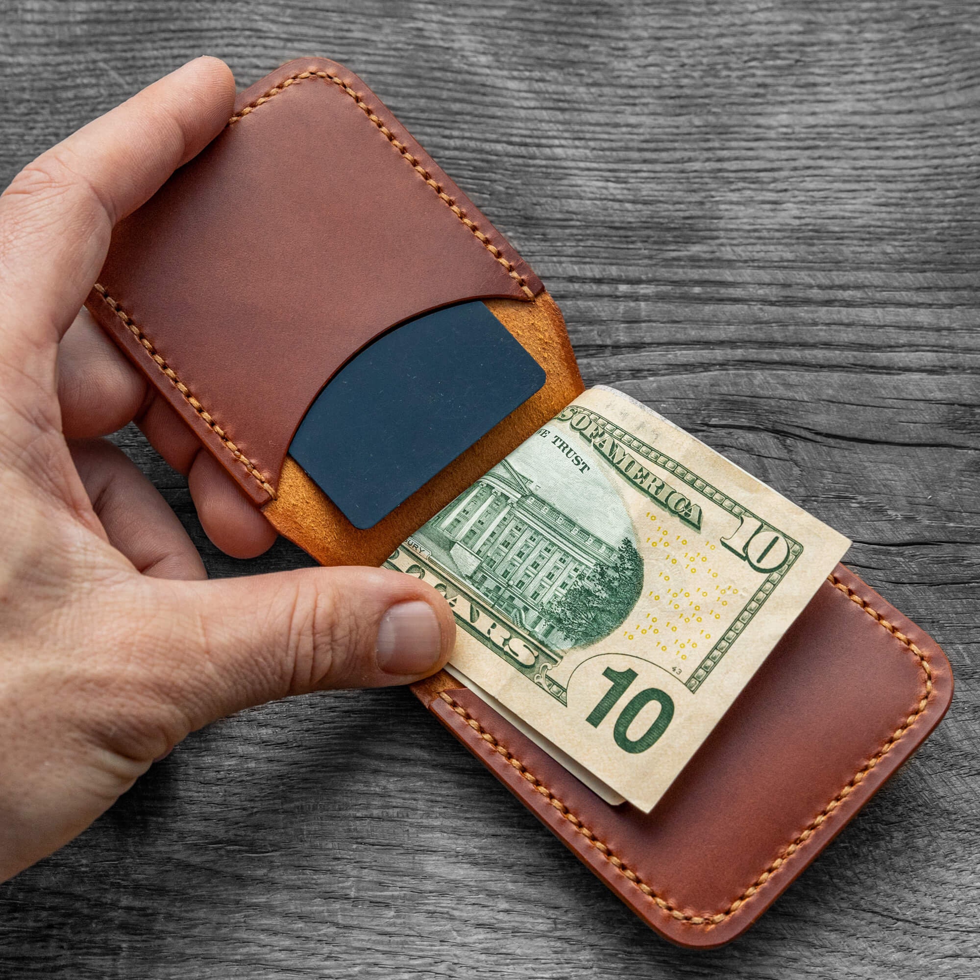 Cartera Con Pinza Para Billetes Bloqueo RFID Tarjetero Hombre