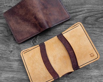 EN STOCK Cartera tarjetero de piel curtida vegetal "Enigma"